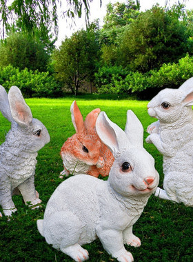 仿真兔子摆件动物假山树脂工艺品