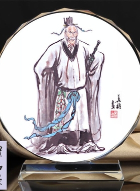 三国人物纪念品画像模型水晶摆件