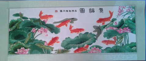 定制苏州刺绣鱼福图装饰画餐厅客厅背景墙德丰工艺品年年有余2米 - 图2