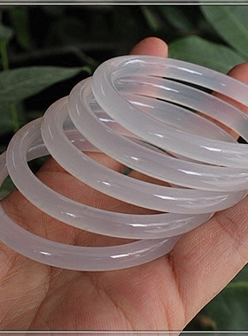 纯天然白色超薄玉髓玛瑙手镯包邮