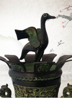 青铜器仿古风圆壶东周时期摆件