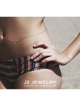 JZ Belly chain欧美ins简约Bikini身体链 Sexy性感爱心舞蹈腰链女