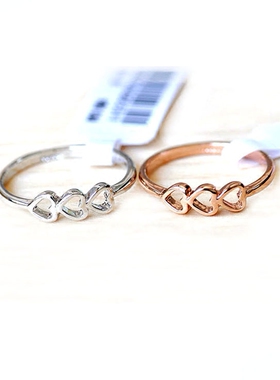 饰品镀18k玫瑰金桃心日韩风尾戒