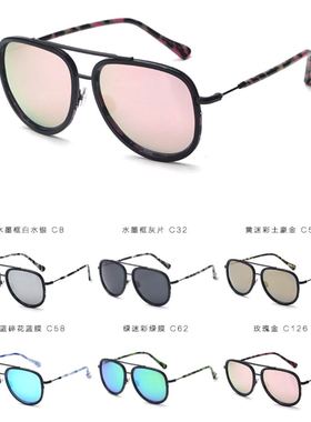 大脸韩版双梁偏光炫彩太阳镜