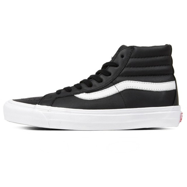 high top black leather vans