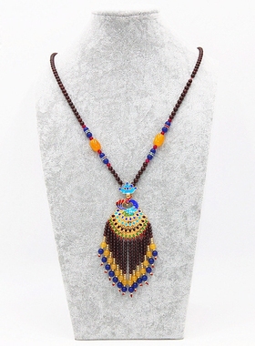 石榴石玛瑙景泰蓝水晶镶嵌毛衣链