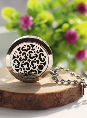 香薰精油钛钢不褪色挂件棉麻吊坠