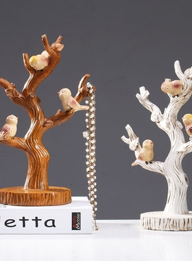 复古多肉植物花盆美式乡村风小鸟