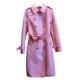 Áo khoác da Z & M da nữ dài trenchcoat áo khoác da cừu B áo khoác đôi cổ điển màu hồng - Quần áo da