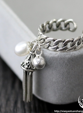 925纯银戒指食指戒原创流苏铃铛