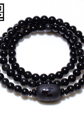 黑曜石女士韩版森系水晶饰品佛珠