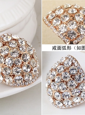 欧美时尚大气水钻食指夸张戒指