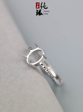 简单大方女戒托欧美925纯银琥珀