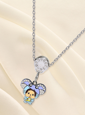 日韩风小猴子十二生肖钛钢锁骨链