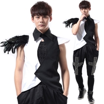 Nightclub Mens Singer Bar DJ shirt rock punk DS Han edition Costume Feather Magna DS Performance Out of the Men