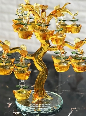 招财树客厅电视柜装饰黄水晶