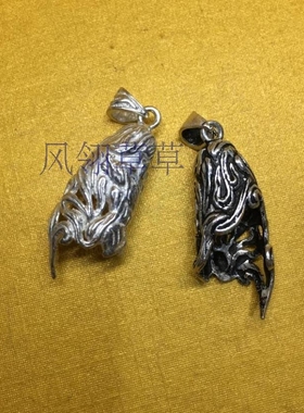 纯银动物牙齿镶嵌吊坠