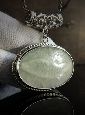 宋湖田窑鱼纹古瓷首饰纯银吊坠