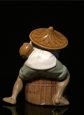 陶瓷假山姜太公钓鱼渔翁工艺品