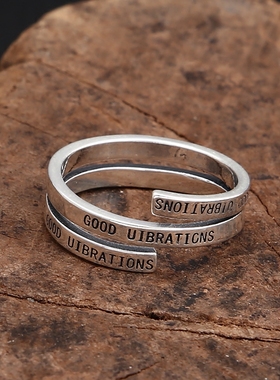 富贵鹿女s925英文刻字甜美戒指