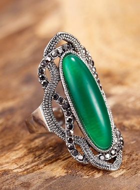 日韩黑宝石玛瑙民族风送礼大戒指