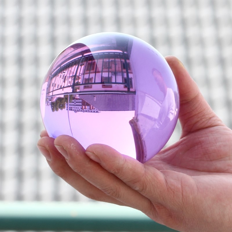 紫色k9人造水晶玻璃球桌面玄关简约现代摆件家居饰品工艺品乔迁