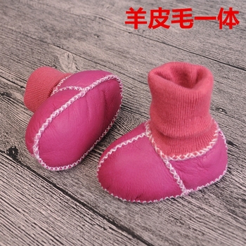 皮毛一体婴儿鞋袜软底秋冬季0-6个月6-12不掉学步鞋0-1岁宝宝棉鞋