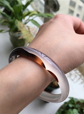 纯天然玉髓扁条秀气风水墨手镯