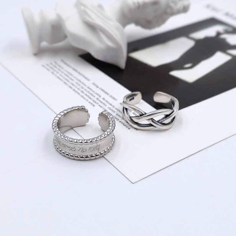 Japanese and Korean style sterling silver wide-faced opening ring