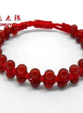 红玛瑙珠串红绳手链手串民族风