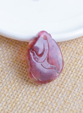 天然巴西精雕鸭子福寿红碧玺吊坠