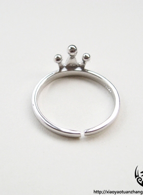 纯银可调节光面复古韩版开口戒指