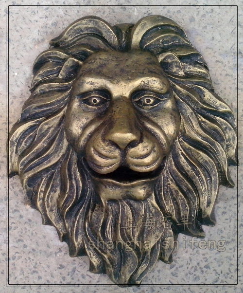 定制特价砂岩雕塑狮子头喷口酒店景观玻璃钢装饰兽头流水口摆件 - 图2