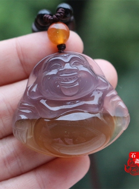 原色冰种玛瑙精雕大肚佛招财玉髓