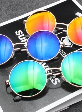 复古圆形太阳镜男女太子镜彩膜