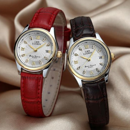 罗宾正品韩国镶钻皮带女士石英表 luobin国产腕表