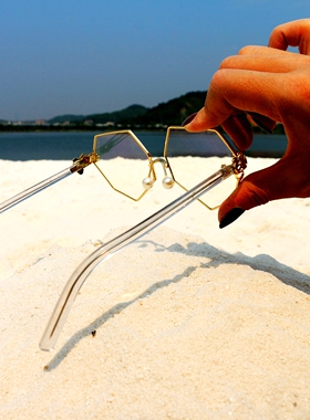 罕见七边形手抓框珍珠鼻托太阳镜