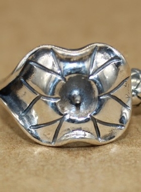 纯银蜜蜡蓝珀戒指空托