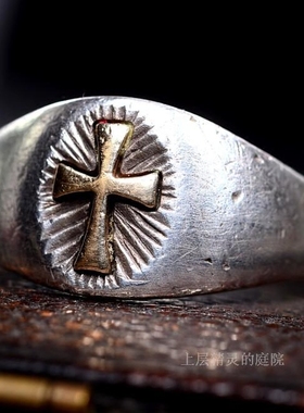 庭院14k金十字架纯银古董首饰