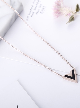 玫瑰金脖颈钛钢不易过敏锁骨链