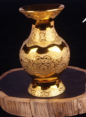金沙陶瓷花瓶 佛堂摆件插花瓶供佛客厅装饰6寸7寸8寸10寸金沙花瓶