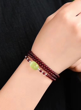 天然多层石榴石手串