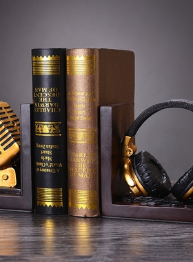 创意耳机欧式风卧室复古摆设书挡