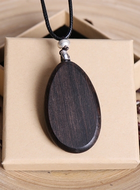 项链民族风檀木文艺银杏叶挂件