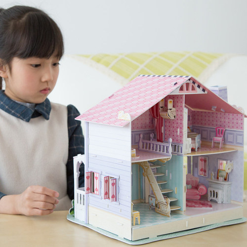 乐立方可爱别墅小屋女孩手工立体拼装拼图礼盒装儿童礼物女孩玩具 - 图0