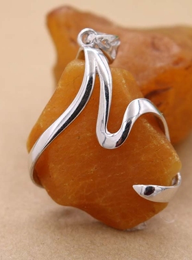 万能扣头镶嵌琥珀松石吊坠空托