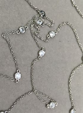 纯银镶嵌锆石百搭满天星项链