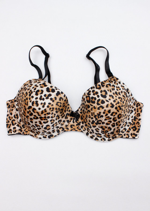 w4255 英国单豹纹光面牛奶丝舒适文胸 75b 70a