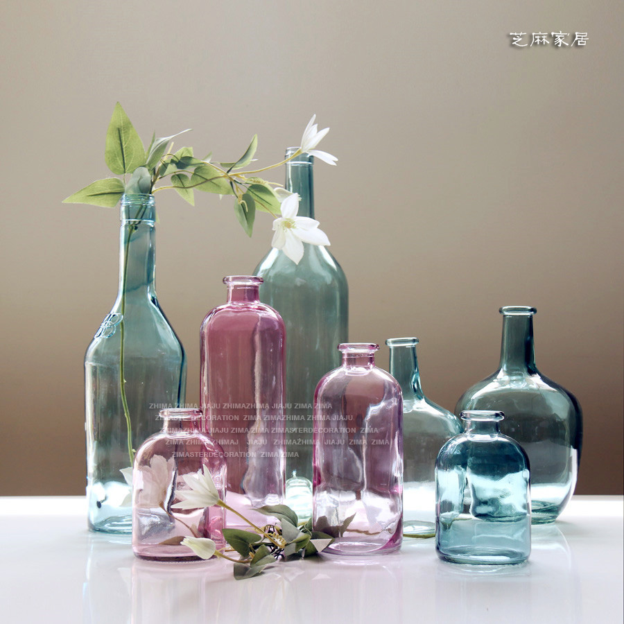 Z.M 北歐簡約風格 手工吹制高品現代簡約玻璃花瓶擺件飾品