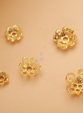diy纯银镀金手链花帽